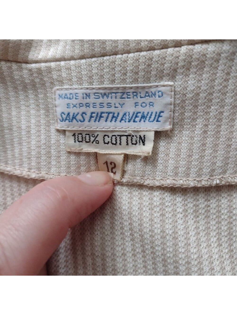 Vintage Mid Century Womens Skirt Suit M L Beige Tonal Stripe 1960s Jackie O - Picture 2 of 16